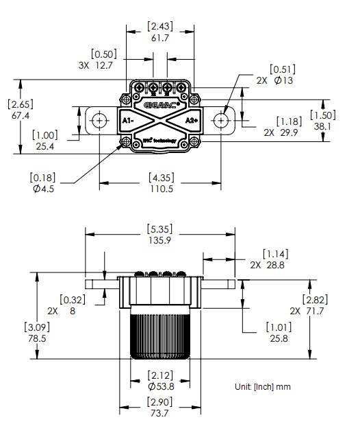 Mechanical Drawing - Gigavac GX66 600A Contactors